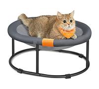 Feandrea Cat Hammock, Raised Cat Bed, Small Dog Bed, for Pets up to 8 kg, Free-Standing Pet Bed for Summer, with Removable Mesh, Machine Washable, Oval, Grey PCB001G01