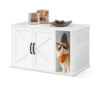 Feandrea Cat Litter Box Enclosure, 85 x 49 x 50 cm, Cloud White, Dog-Proof Design, Reduces Litter Track-Out, Suitable for Adult Cats / Large Breeds