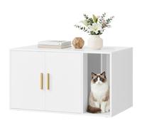 Feandrea Cat Litter Box Enclosure, Modern Hidden Litter Box Furniture with Front Entry, Double Doors, Indoor Pet House Side End Table, 80 x 50 x 45 cm, Cloud White PCL020WB02