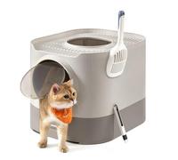 Feandrea Cat Litter Box with Lid, XL Enclosed, Top Entry, Slide-Out Tray