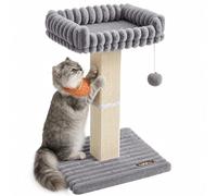 Feandrea Cat Scratching Post, 71 cm Tall, Woven Sisal | Cat Scratching Post,Cat Tree, 45 x 40x 71 cm , Pompom, Dove Grey+Fluted, CLAWFY Collection PCA022G201