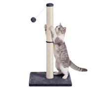 Feandrea Cat Scratching Post, Natural Sisal, 84 cm Tall, Heavy Base | Cat Scratching Post, Dangling Toy, Furniture Protection, for Adult Cats, Dark Grey, CLAWFY Collection PCA043G201
