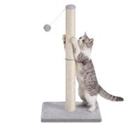 Feandrea Cat Scratching Post, Natural Sisal, 84 cm Tall, Heavy Base | Cat Scratching Post, Dangling Toy, Furniture Protection, for Adult Cats, Dove Gray, CLAWFY Collection PCA043G101
