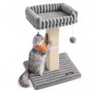 Feandrea Cat Scratching Post, Sisal, 45x40x71cm, Dove Grey, PCA022G201 | Raised Cat Bed, 45x40cm Base, Washable Cover, Easy Assembly, Indoor Cats, Dove Grey, Clawfy Collection