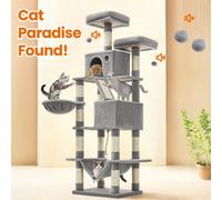 Feandrea Cat Tree, 168 Cm Large Cat Tower With 13 Scratching Posts, 1 Scratching Ramp, 2 Perches, 2 Caves
