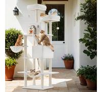 Feandrea Cat Tree, 206 Cm Large Cat Tower With 13 Scratching Posts,basket, Hammock