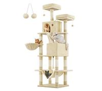 Feandrea Cat Tree, 206 cm XL Cat Tower with 13 Scratching Posts | Multi-Level Plush Cat Condo, 1 Scratching Ramp, 2 Perches, 2 Caves, Basket, Hammock, Pompoms, CLAWFY Collection PCT190M01