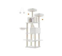Feandrea Cat Tree, 206 cm XXL Cat Tower with 13 Scratching Posts | 5-Level Plush Cat Condo, 1 Scratching Ramp, 2 Perches, 2 Caves, Basket, Hammock, Pompoms, CLAWFY Collection PCT190T01