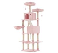 Feandrea Cat Tree, 206 cm XXL Cat Tower with 13 Scratching Posts | 5-Level Plush Cat Condo, 1 Scratching Ramp, 2 Perches, 2 Caves, Basket, Hammock, Pompoms, CLAWFY Collection PCT190P01
