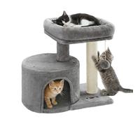 Feandrea Cat Tree,47 cm, Cat Tower for Indoor Cats with Sisal Post | Cat Tree for Indoor Cats, Cat Condo with Pompoms, Dove Grey, Clawfy, PCT50W