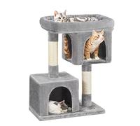 Feandrea Cat Tree, 84 cm Cat Tower, L, for Large Cats up to 7 kg, Large Cat Perch, 2 Caves, Scratching Post, Light Grey PCT61W
