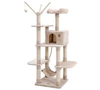 FEANDREA Cat Tree, Cat Condo with Hammock, Perch, Cat Tower, Beige PCT86M