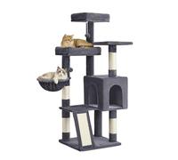 Feandrea Cat Tree, Cat Tower Condo with Scratching Posts and Ramp, 3 Large Beds, Cave, Basket, 2 Pompoms, 136 cm Tall, Dark Grey PCT012GS01