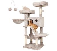 Feandrea Cat Tree, Cat Tower for Large Cats, Ultra-Soft, White-Brown Ombré PCT162M01