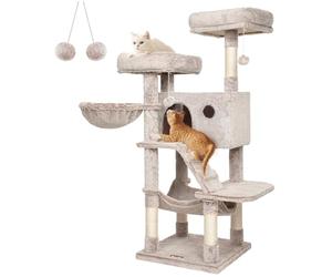 Feandrea Cat Tree, Cat Tower for Large Cats, Ultra-Soft, White-Brown Ombré PCT162M01