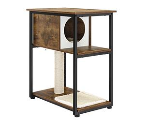 FEANDREA Cat Tree, End Table, Scratching Post and Mat, Rustic Brown PCT111H01
