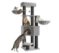 Feandrea Cat Tree for Large Cats, 9 Scratching Posts, 50 x 50 x 160 cm | Heavy-Duty Cat Tower with Self-Warming Pads, 2 Self-Groomers, Large Perch, Cave, Baskets, CLAWFY Collection PCT003W01