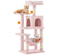 FEANDREA Cat Tree, Multi-Level Plush Cat Condo, 45×35×112cm, Jelly Pink