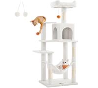 FEANDREA Cat Tree, Multi-Level Plush Cat Condo, 55x45x143cm, Cream White