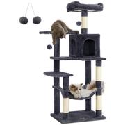FEANDREA Cat Tree Multi-Level Plush Cat Condo, 55x45x143cm, Smoky Grey