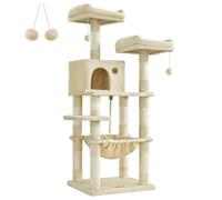 FEANDREA Cat Tree, Stable Cat Tower, 2 Plush Perches, 143cm, Beige PCT15BE