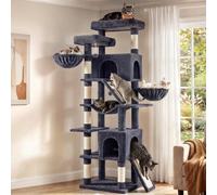 Feandrea Cat Tree, Sturdy Multi-Level Tower with Sisal Scratching Posts and Boards, 55 x 45 x 205 cm, Dark Grey Activity Centre for Large Cats, Clawfy Collection PCT021G201