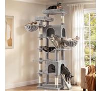 Feandrea Cat Tree, Sturdy Multi-Level Tower with Sisal Scratching Posts and Boards, 55 x 45 x 205 cm, Light Grey Activity Centre for Large Cats, Clawfy Collection PCT021G101
