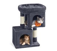 Feandrea Cat Tree Tower, 65 cm, 2 Caves, Large Perch, Scratching Post | For Cats up to 3 kg, S, Dark Grey, CLAWFY Collection PCT611G01