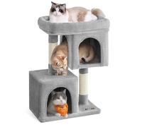 Feandrea Cat Tree Tower, 70 cm, 2 Caves, Large Perch, Scratching Post | For Large Cats up to 5 kg, M, Dove Light Grey, CLAWFY Collection PCT612W01
