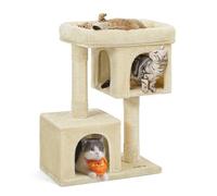 Feandrea Cat Tree Tower, 79.6 cm, 2 Caves, Large Perch, Scratching Post | For Large Cats up to 7 kg, M, Summer Sand, CLAWFY Collection PCT61M