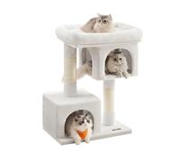 Feandrea Cat Tree Tower, 79.6 cm, 2 Caves, Large Perch, Scratching Post | For Large Cats up to 7 kg, M, Cream White, CLAWFY Collection PCT061T01