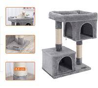 Feandrea Cat Tree Tower, 79.6 cm, 2 Caves, Large Perch, Scratching Post | For Large Cats up to 7 kg, M, Light Grey, CLAWFY Collection PCT61WV1