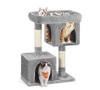Feandrea Cat Tree Tower, 84 cm, L, for Large Cats up to 7 kg, Large Perch, 2 Caves, Scratching Post, Light Grey PCT61WV2