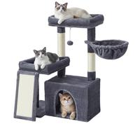 Feandrea Cat Tree Tower Condo with 2 Beds, Scratching Posts and Ramp, for Small and Medium Cats, Dark Grey PCT013GS01