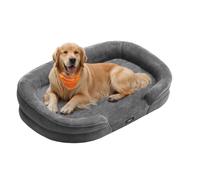 Feandrea Dog Bed, Dog Cushion, for Medium Dogs, 106 x 76 x 18 cm, Orthopedic, Waterproof Inner Layer, Raised Edges, Removable, Washable Cover, Non-Slip, Lead Gray PGW283GN01