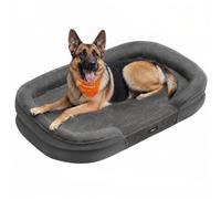 Feandrea Dog Bed, Dog Cushion, for Medium Dogs, 122 x 85 x 18 cm, Orthopedic, Waterproof Inner Layer, Raised Edges, Removable, Washable Cover, Non-Slip, Lead Gray PGW284GN01