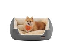 Feandrea Dog Bed, Dog Sofa Bed with Removable Reversible Cushion, Raised Edges, Non-Slip Bottom, M, 70 x 55 x 21 cm, Dove Grey and Sand Beige PGW003G01