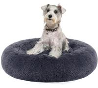 Feandrea Dog Bed, Donut Cat Bed, Fluffy Calming Pet Bed with Removable, Washabl