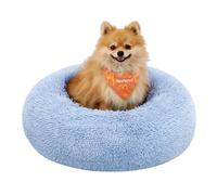 Feandrea Dog Bed, Donut Cat Bed, Fluffy Calming Pet Bed with Removable, Washable Cover, Soft Long Plush, 60 cm, Pale Blue PGW038Q01