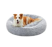 Feandrea Dog Bed, Donut Cat Bed, Fluffy Calming Pet Bed with Removable, Washable Cover, Soft Long Plush, 100 cm, Grey