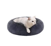 Feandrea Dog Bed, Donut Cat Bed, Fluffy Calming Pet Bed with Removable, Washable Cover, Soft Long Plush, 50 cm, Dark Grey