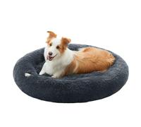 Feandrea Dog Bed, Donut Cat Bed, Fluffy Calming Pet Bed with Removable, Washable Cover, Soft Long Plush, 100 cm, Dark Grey, PGW042G02