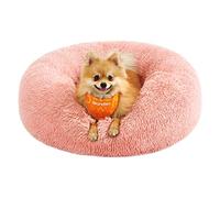 Feandrea Dog Bed, Donut Cat Bed, Fluffy Calming Pet Bed with Removable, Washable Cover, Soft Long Plush, 60 cm, Pink PGW038P01