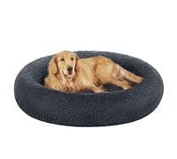 Feandrea Dog Bed, Donut Cat Bed, Fluffy Calming Pet Bed with Removable, Washable Cover, Soft Long Plush, 120 cm, Dark Grey, PGW043G02
