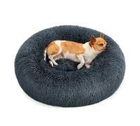 Feandrea Dog Bed, Donut Cat Bed, Fluffy Calming Pet Bed with Removable, Washable Cover, Soft Long Plush, 60 cm, Dark Grey PGW038G02