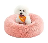 Feandrea Dog Bed, Donut Cat Bed, Fluffy Calming Pet Bed with Removable, Washable Cover, Soft Long Plush, 70 cm, Pink PGW039P01