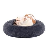 Feandrea Dog Bed, Donut Cat Bed, Fluffy Calming Pet Bed with Removable, Washable Cover, Soft Long Plush, 80 cm, Dark Grey PGW040G02