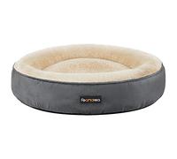 FEANDREA Dog Bed, Doughnut Cat Bed, Round, 70 cm Dia, Dark Grey PGW070G02