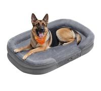 Feandrea Dog Bed, Extra Large Orthopaedic Dog Sofa Bed, 122 x 85 x 18 cm, Egg Crate Foam, Waterproof Liner, Raised Edges, Removable and Washable Cover, Non-Slip, Light Grey PGW284G01
