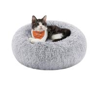 Dog Bed with Soft Plush Surface, Grey / 40 x 40 x 15 cm (L x W x H)